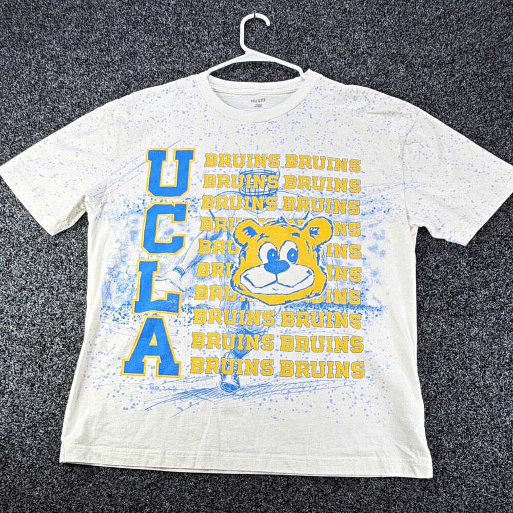 Hollister Blue 84 Men's UCLA Bruins Graphic Crew Neck T-Shirt White L Boxy